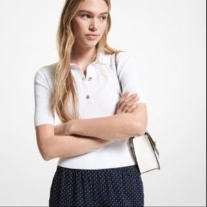 NWOT Michael Kors Ribbed Stretch Polo Sweater